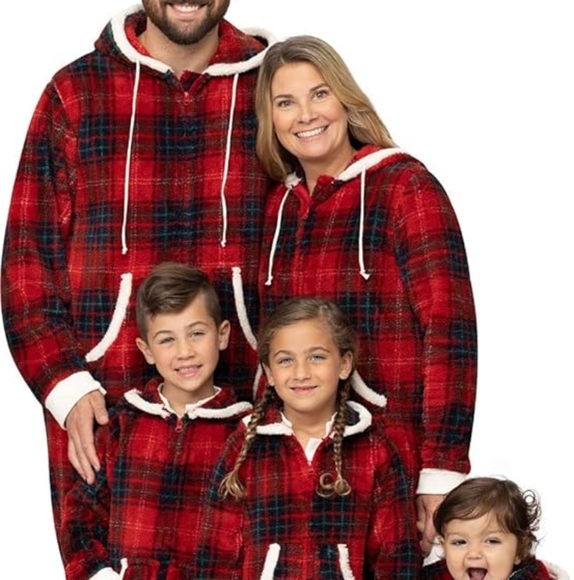 NWT Hoodie-Footie By Pajamagram Size XL Plaid Plush Footed One Piece Pj Pajamas - Picture 1 of 8